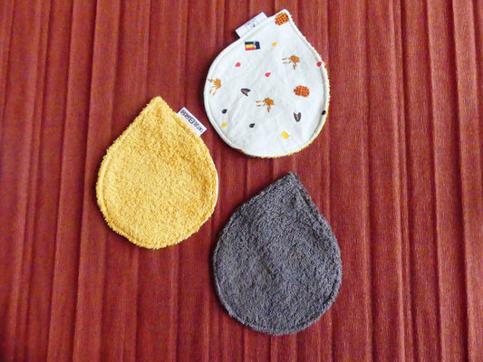 PROMO ! 2 lots de 2 lingettes lavable "goutte" + 1 Gratuit